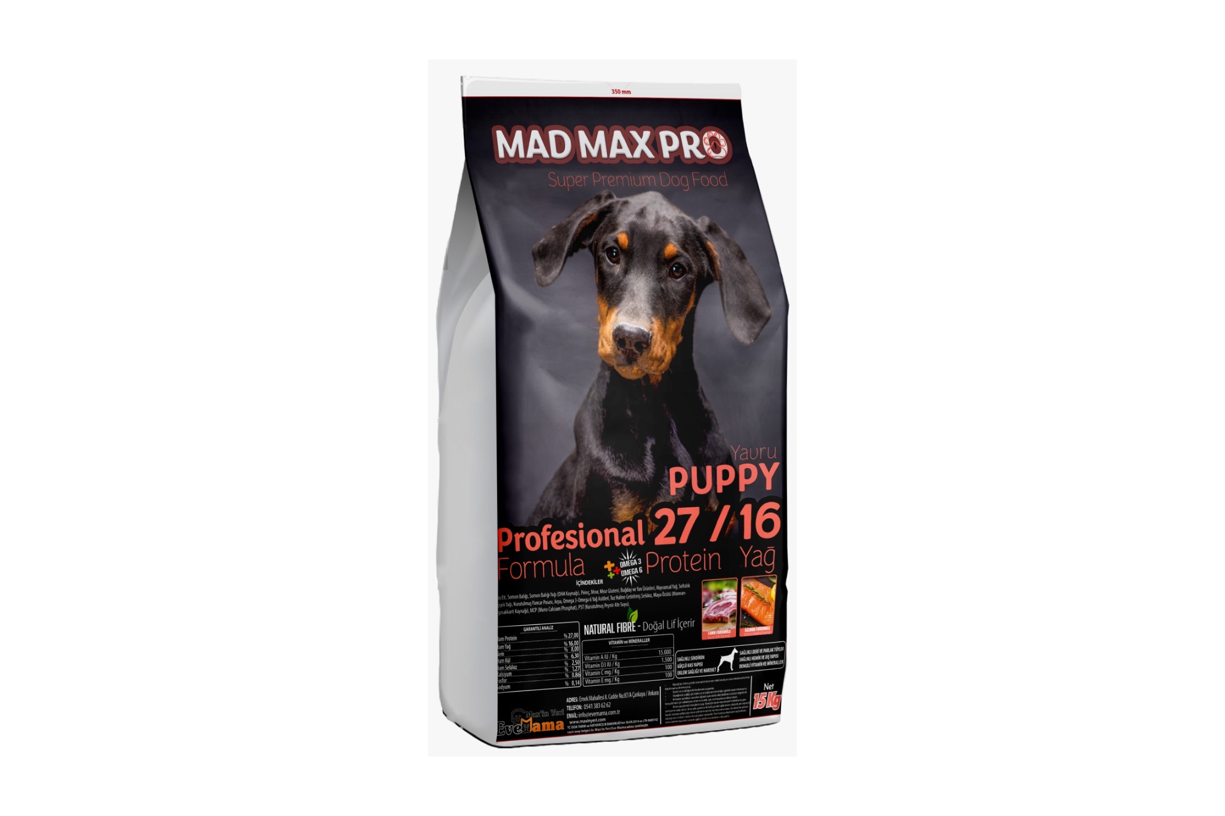 MadMax Pro 27/16 Kuzu Etli ve Somon Balıklı Yavru Köpek Maması 15 Kg.